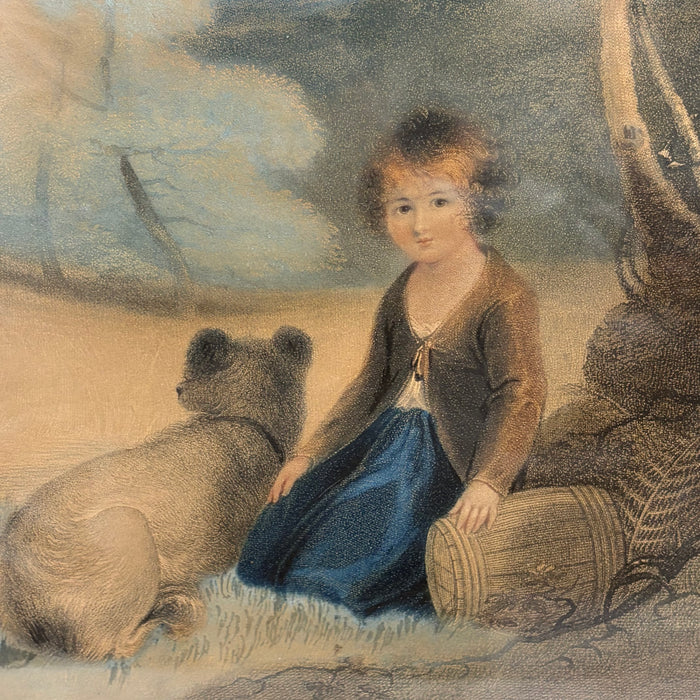 Pair of English 18th Century Color Stipple Engravings after Richard Westall, A Reaper's Child & A Gleaner's Child