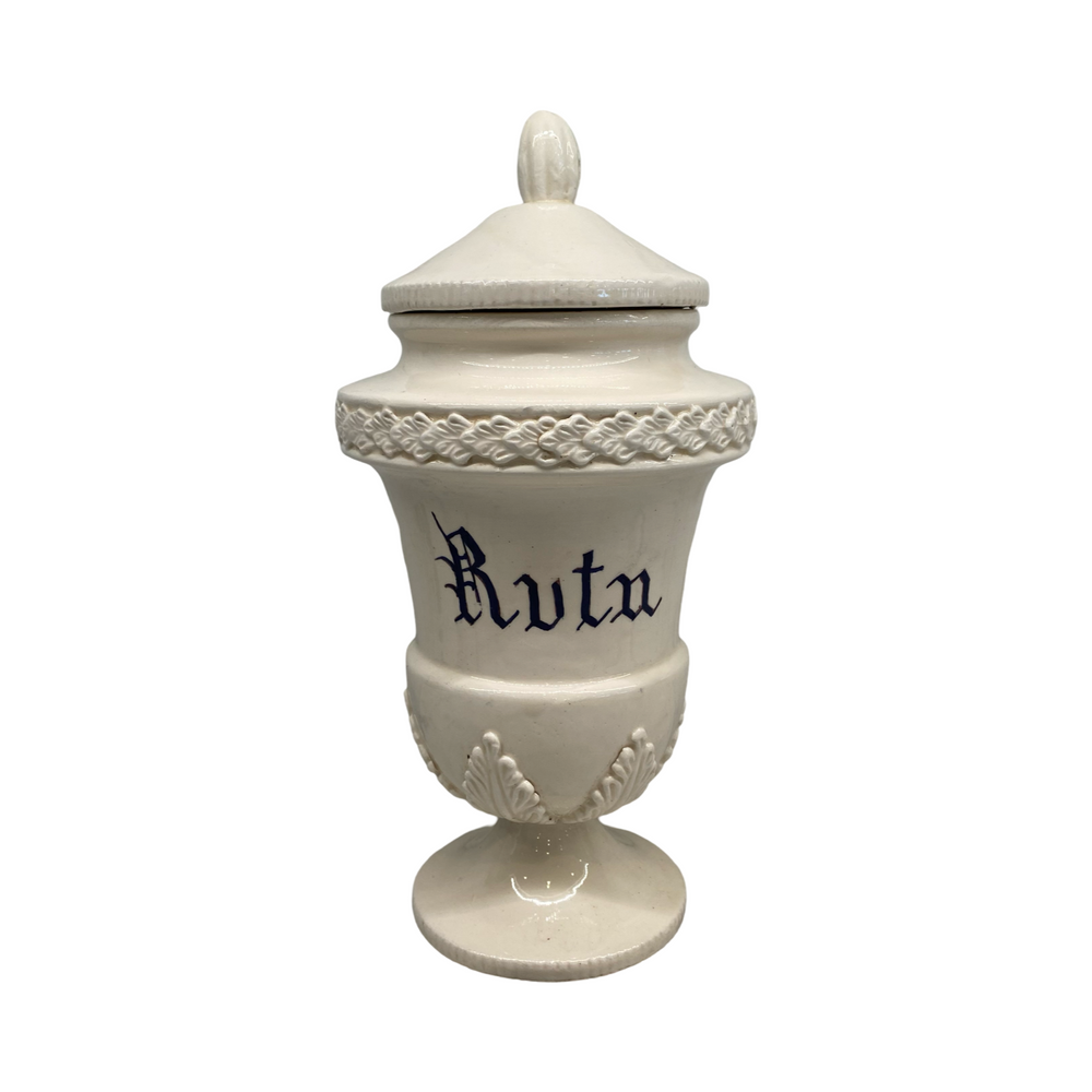 Antique Italian Apothecary Jar Venetian Porcelain Urn Large "Ruta"