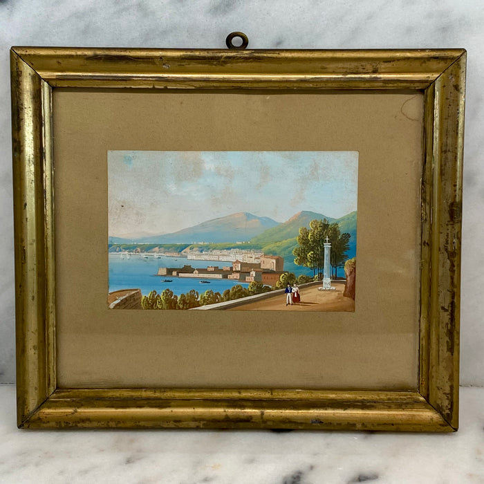 Very Early Fine French Painting of a Coastal Landscape