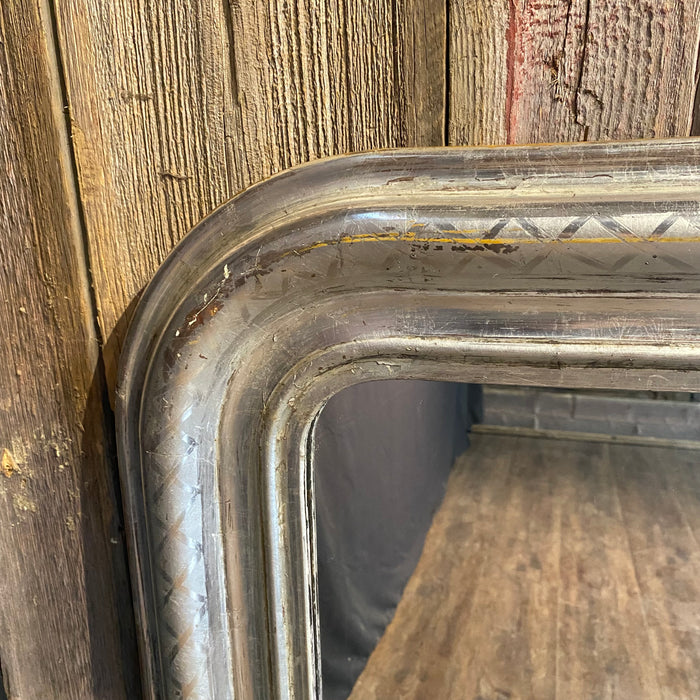 French Antique French 19th Century Silver Gilt Louis Philippe Wall Mirror