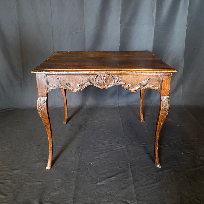 19th Century French Provincial Carved Louis XV Walnut Side Table or Accent Table with Hoof Feet