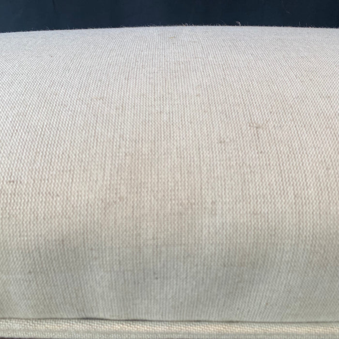 19th Century French Louis XVI Carved Walnut Oval Bench or Ottoman with New Upholstery