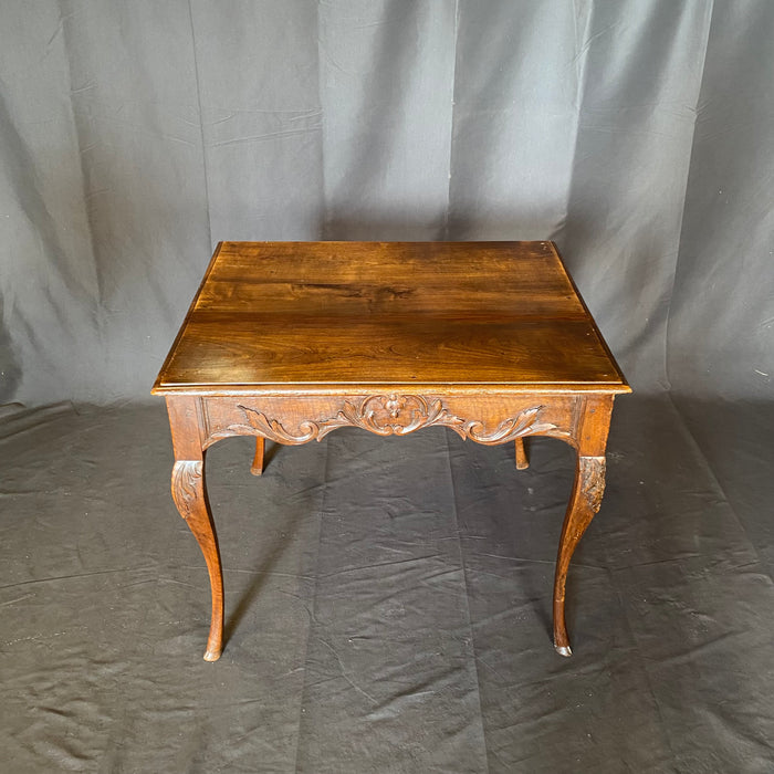 19th Century French Provincial Carved Louis XV Walnut Side Table or Accent Table with Hoof Feet