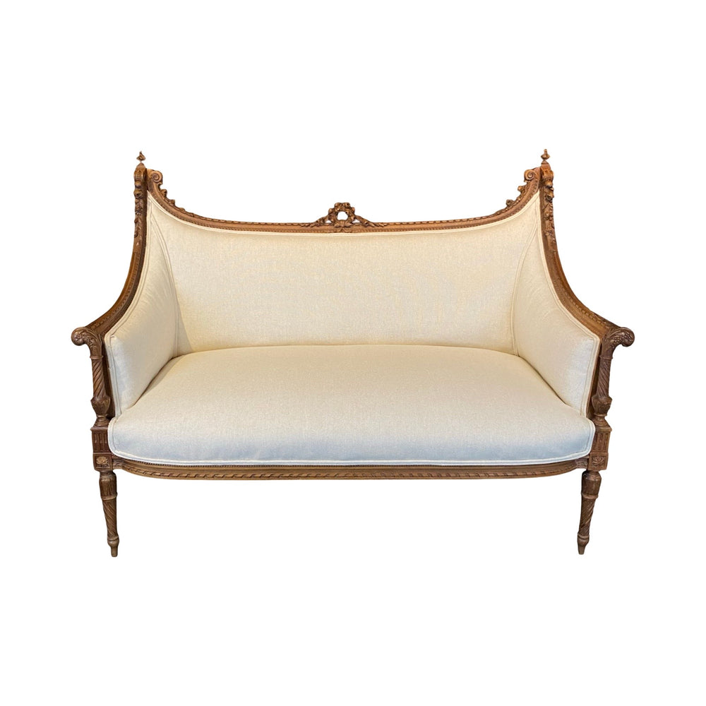 Antique French Sofa or Loveseat Louis XVI with Exquisite Carving, 19th Century