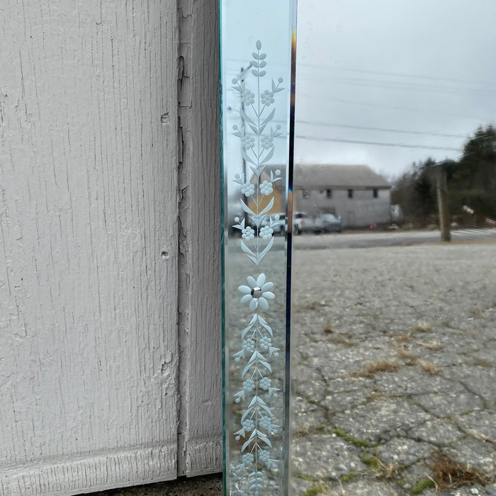 Tiered and Beveled Venetian Glass Mirror with Reverse Etching