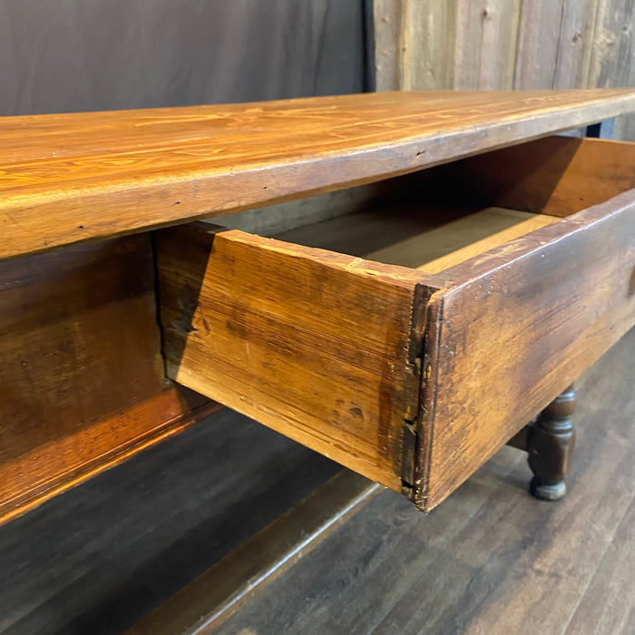 Antique French Provincial Side Table, Console or Sofa Table with Inlaid Sunburst