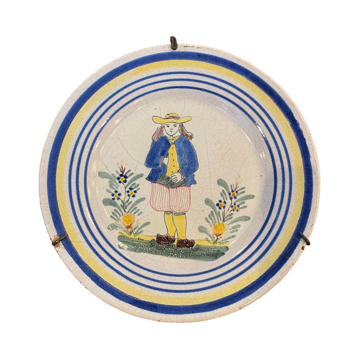 French Faience "Petit Breton" Plate Henriot Quimper Signed
