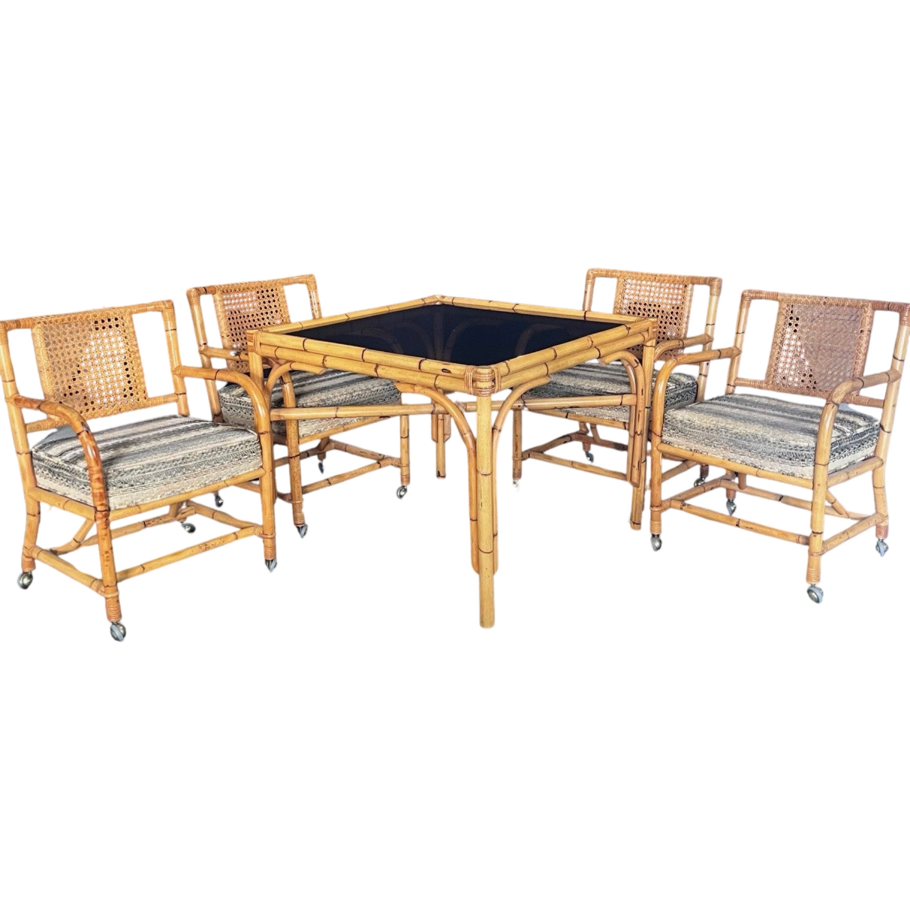 Ficks Reed Style 1950s Midcentury Modern Faux Bamboo/Burnt Bamboo