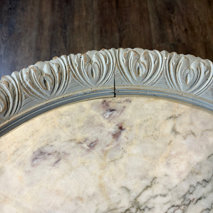 French Louis XVI Antique Painted Marble Top Coffee Table or Accent Table