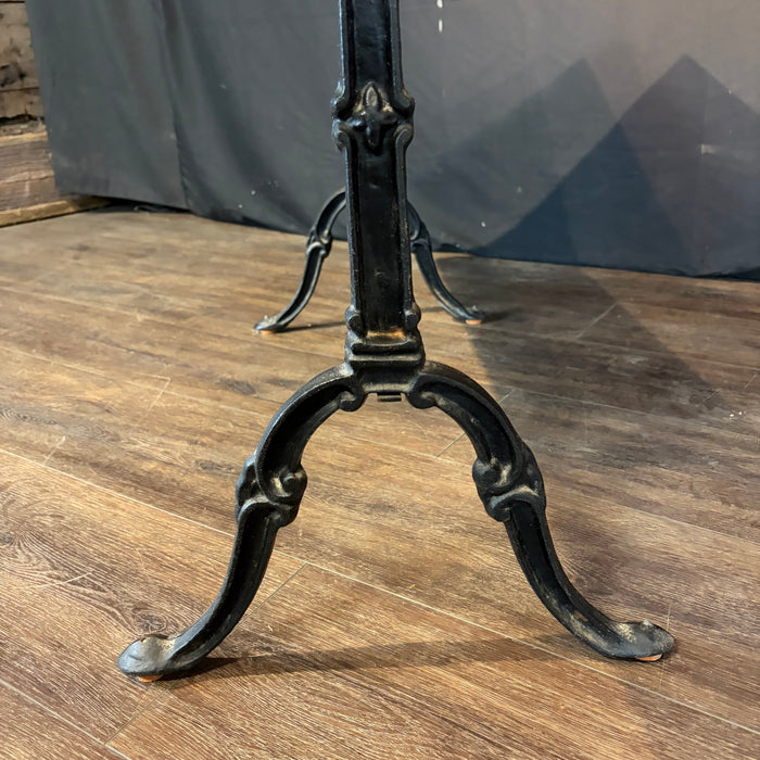 Antique French Carrera Marble Top Cafe or Bistro Table with Cast Iron Base