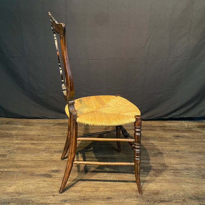 Early Rosewood Side Chair or Accent Chair with Rush Seat