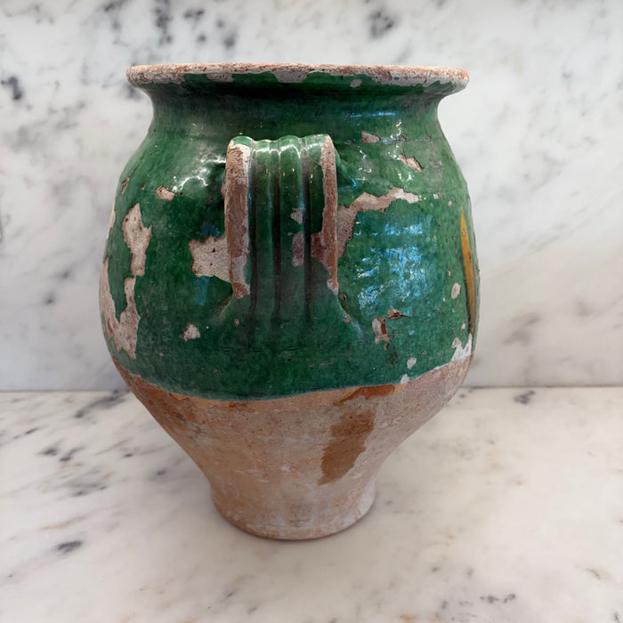 French Confit Pot with Green Glaze from the 19th Century #9068