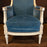 Pair of Antique French Neoclassical Painted Armchairs or Bergères in Blue Mohair