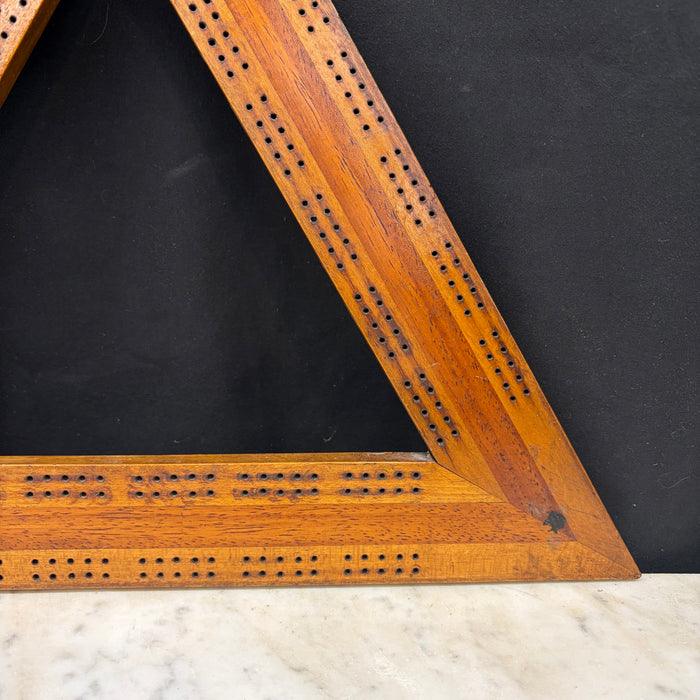 Antique Triangular Hardwood Cribbage Board