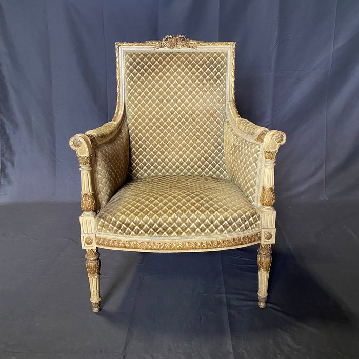 19th Century Fine French Louis XVI Carved Five-Piece Salon Suite, Parlor Set or Living Room Set