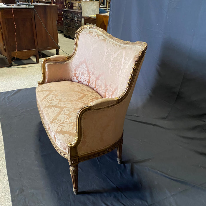 Exquisite Early 19th Century French Louis XVI Parlor Set or Salon Suite: Sofa, Loveseat or Settee and 4 Bergere Armchairs