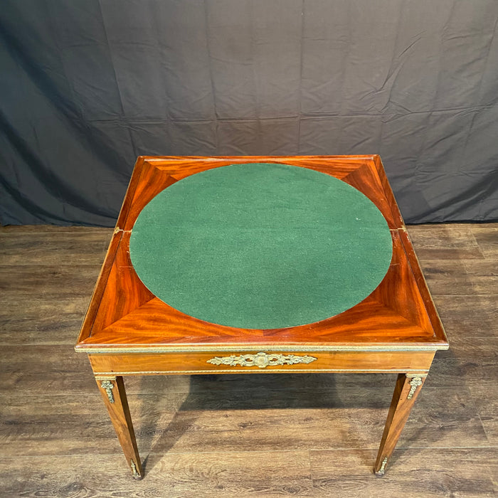 Antique French Neoclassical Game or Card Table, or Console, Occasional Table or Side Table with Fold-Over Top and Gilt-Bronze Mounts