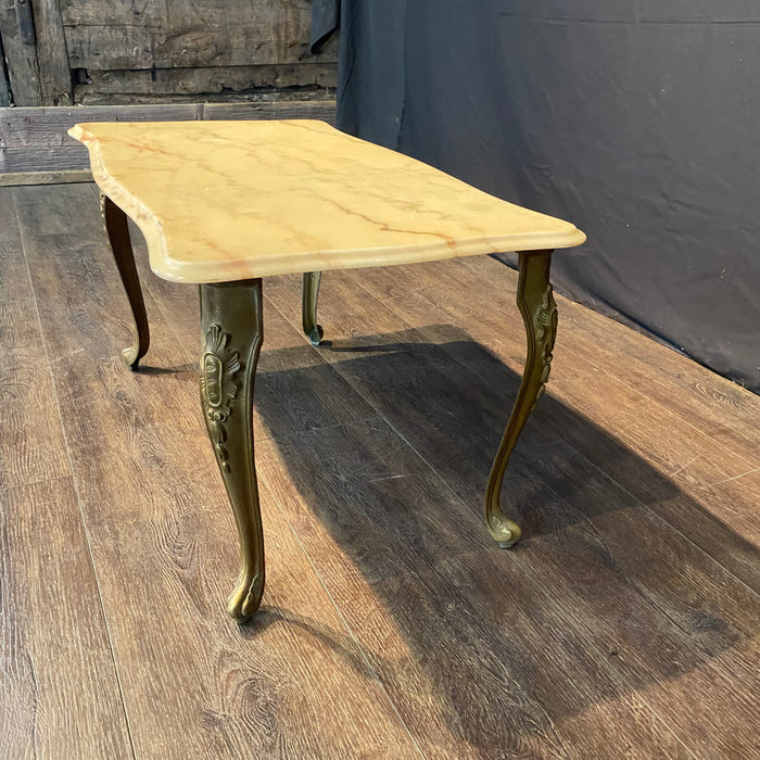 French Louis XV Marble Top Coffee Table Midcentury