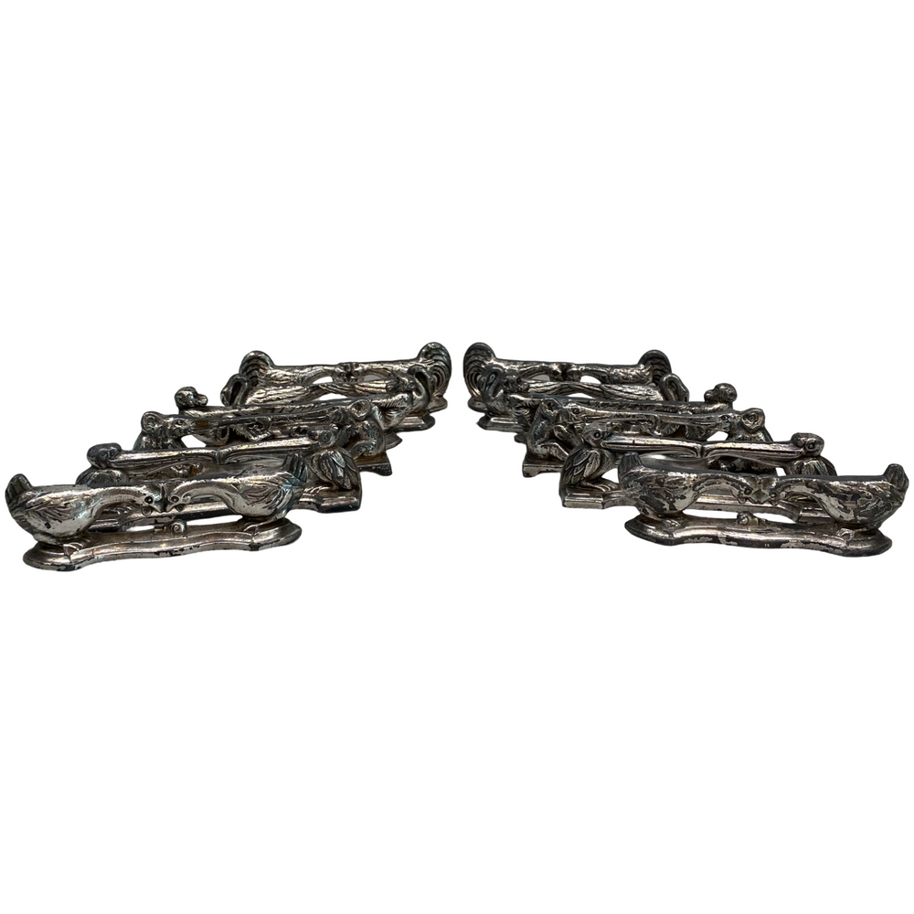 Antique Knife Rests from France: Set of 12 Argit Animal Knife Rests in the Style of Benjamin Rabier
