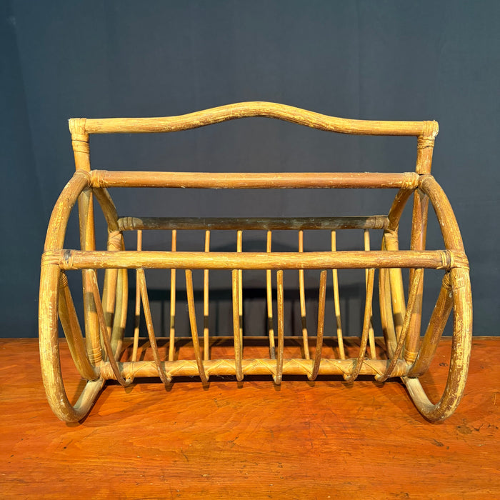 Antique Bent Rattan Cane Magazine Rack