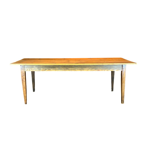 French Provincial Farmhouse Dining Table with Plank Top and Tapered Legs