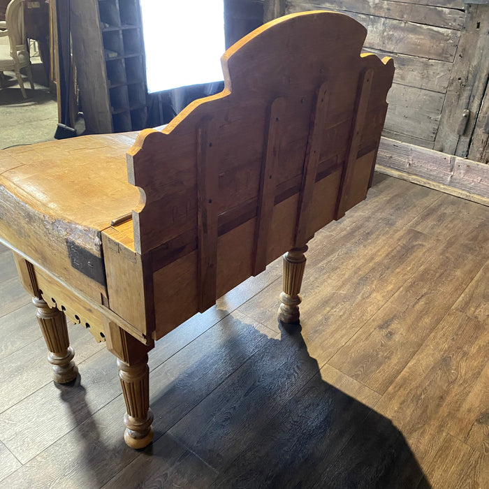 Antique country French Boucherie Billot de Boucher - Butcher's Shop Butcher Block Table with Original Maker's Label