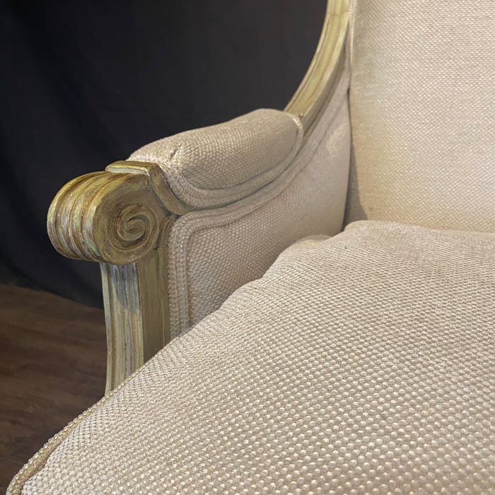Pair of 19th Century French Louis XVI Painted Bergère Chairs or Armchairs with New Upholstery