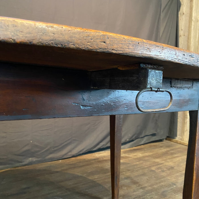 Early Primitive French Country 18th Century Oval Drop Leaf Side Table or Small Dining Table