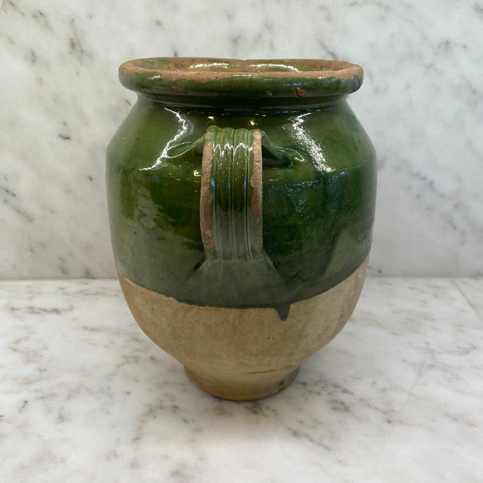 French Confit Pot with Green Glaze from the 19th Century #8883