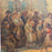 19th Century French Double Sided Impressionist Oil Painting on Board: Figures in a Crowd and Goat