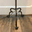 Antique French Baroque Revival Gilt Metal Floor Lamp with Wrought Iron Scroll Base and Decorative Foliate Detail