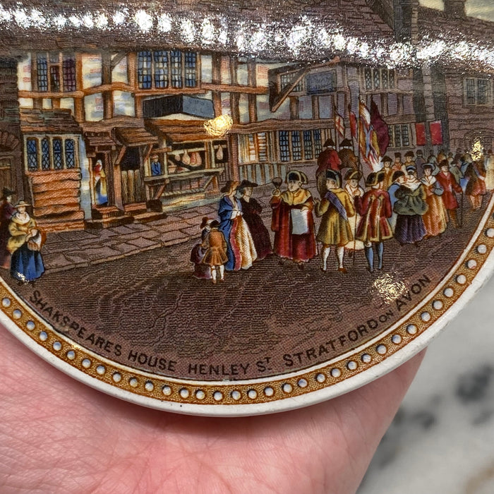 Antique English Victorian Prattware “Shakespeare's Birthplace” Pot Lid