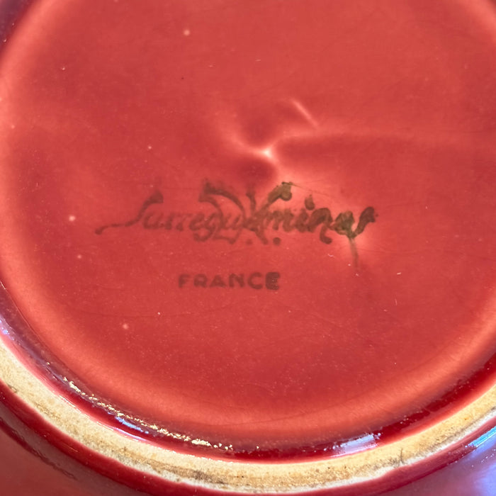 French Sarreguemines Advertising Ashtray Dish for French Brewery Champigneulles: Burgundy