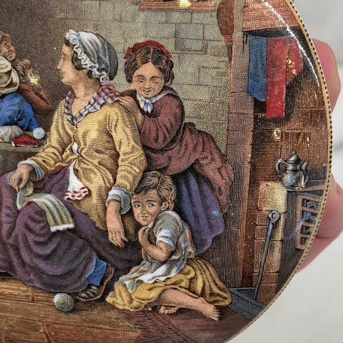 Antique English Victorian Prattware “Hide and Seek” Pot Lid