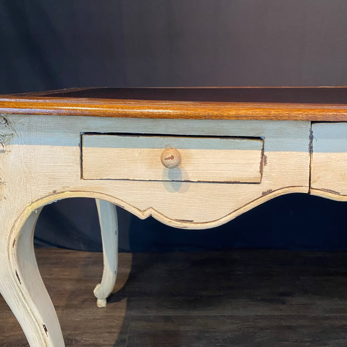 French Provincial Louis XV Style Paint Decorated Writing Desk or Writing Table