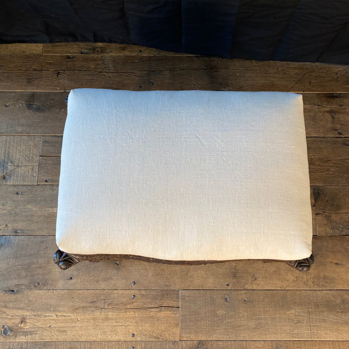 French Louis XV Walnut Bench or Ottoman with Exquisite Carving