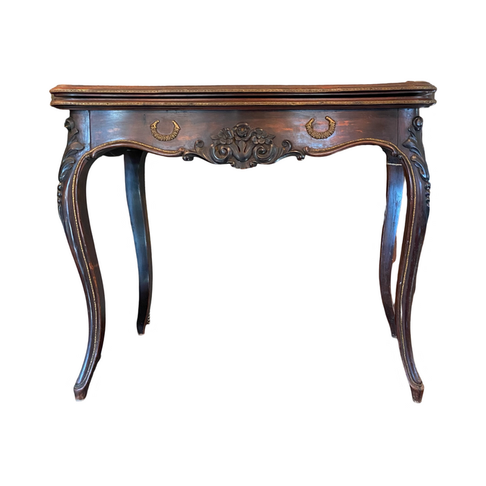 French Louis XV Period Rosewood Game Table, Side Table or Accent Table that Opens to Felt Game Table Top