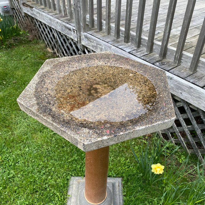 Neoclassical Octagonal Stone Bird Bath for the Garden