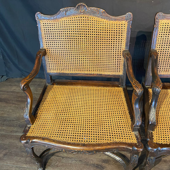 Antique French Armchairs Carved with Mohair Cushions 19th Century - a Pair
