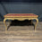 French Louis XV Coffee Table Gold Gilt Paint Carved with Leather Embossed Top