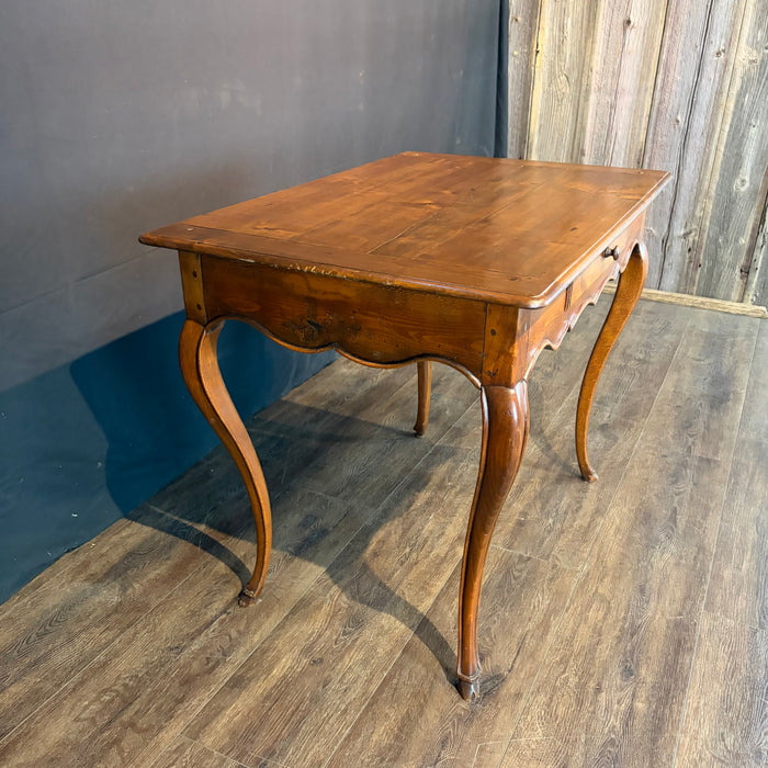 Antique French Louis XV Walnut Side Table, Writing Table or Desk with Cabriole Legs and Hoof Feet
