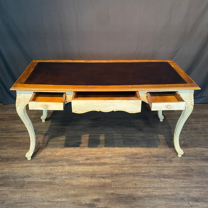 French Provincial Louis XV Style Paint Decorated Writing Desk or Writing Table