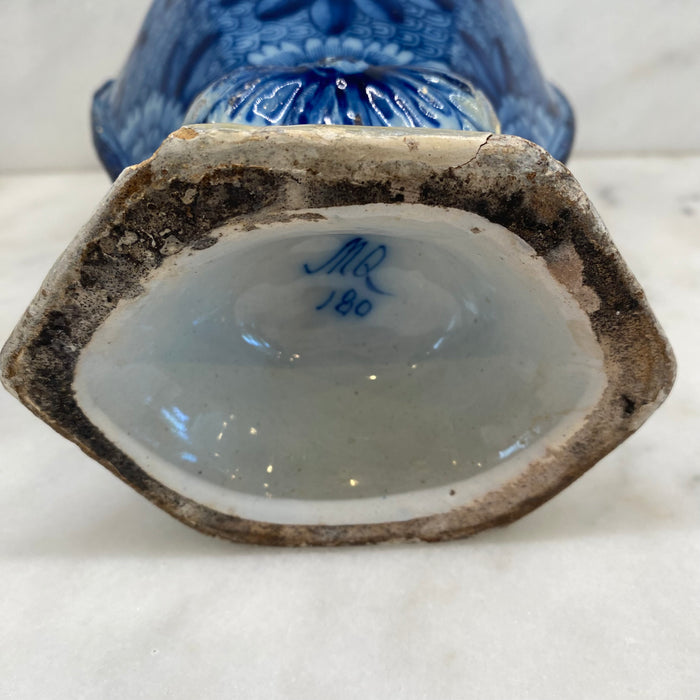 Early Antique Dutch Delft Blue and White Floral Vase, Netherlands