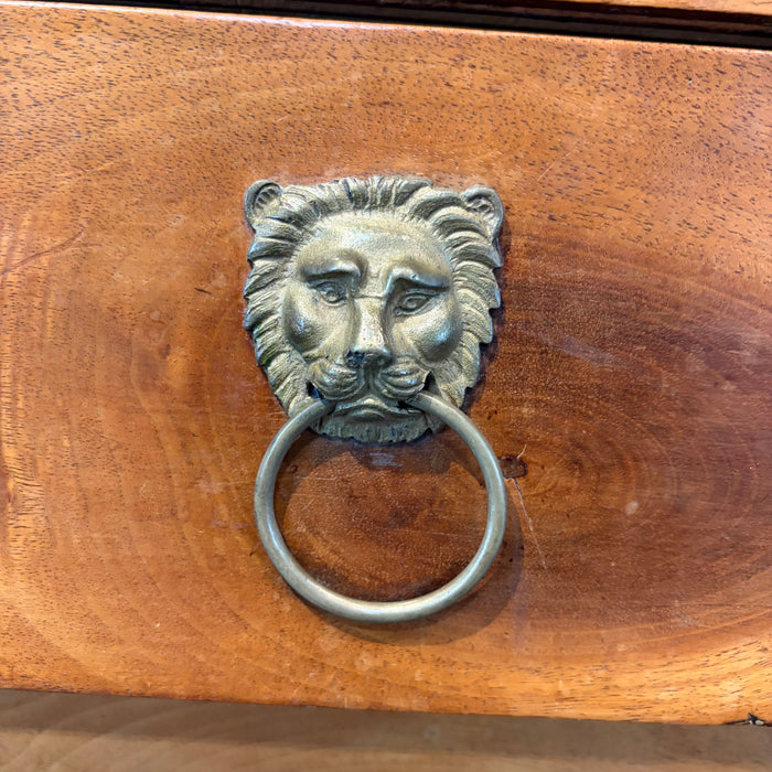 19th Century French Walnut Commode, Dresser or Chest of Drawers with Lion-Head Pulls
