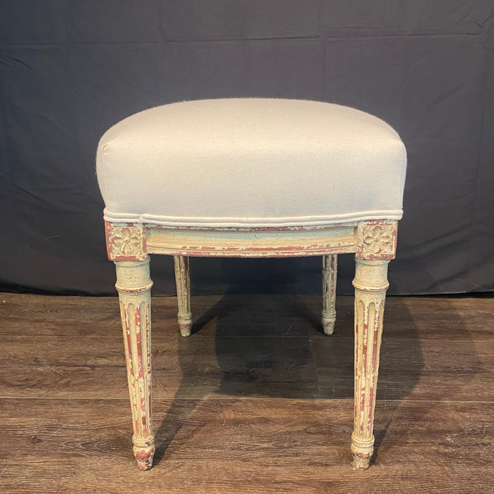 French Pair Louis XVI Painted Footstools or Ottomans