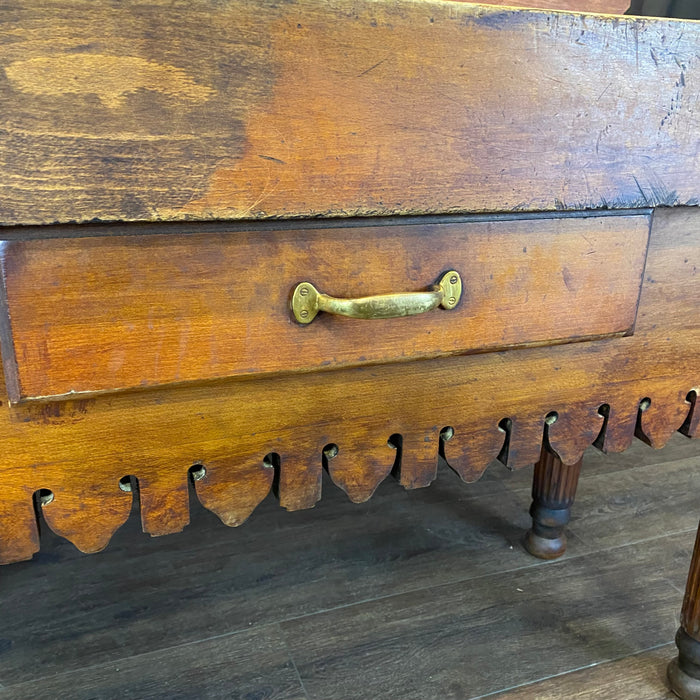 French Butcher’s Block Table With Bull’s Head Mount - Kitchen Island or Accent Table or Console