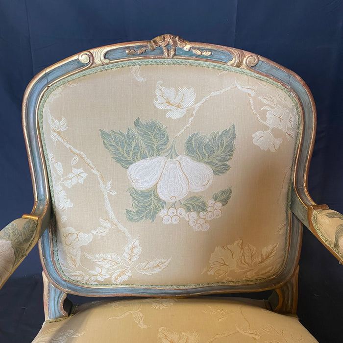 French Louis XV Painted Sofa and Two Fauteuils or Armchairs Parlor or Salon Set from St. Tropez, France