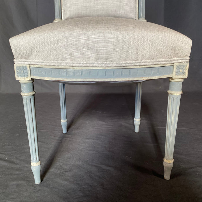 French 19th Century Pair of Louis XVI Neoclassical Painted Side Chairs or Dining Chairs