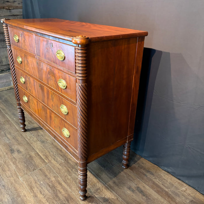 Antique Sheraton Mahogany Cookie Corner Four Drawer Chest