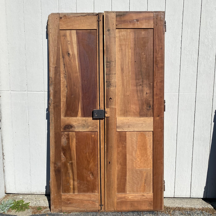 Set of 6 French Antique Walnut Doors (3 Pairs) with Original Keys in the Shape of Numbers 1, 2 and 3